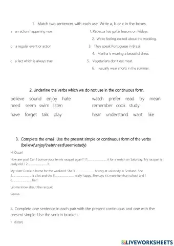 Present Simple and Present Continuous