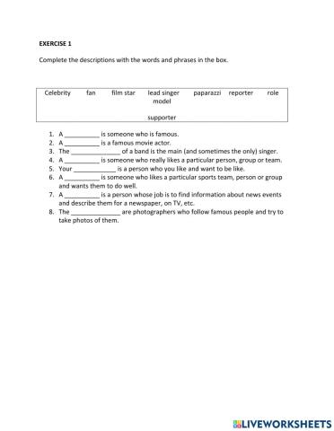 IE1, Unit 7, Vocab & Grammar, Exercise 1