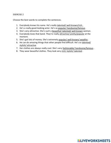 IE1, Unit 7, Vocab & Grammar, Exercise 2