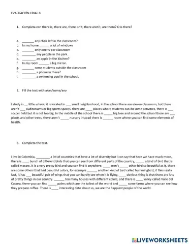 There is, there are, a, an, some, any