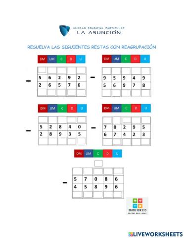 Restas con reagrupación