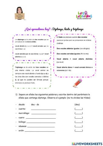 Diptongo, hiato y triptongo