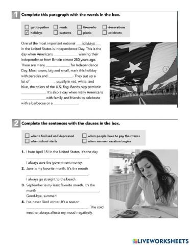 Holidays and celebrations