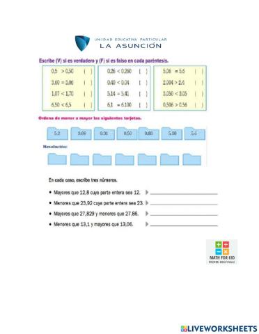 Secuencias de números decimales