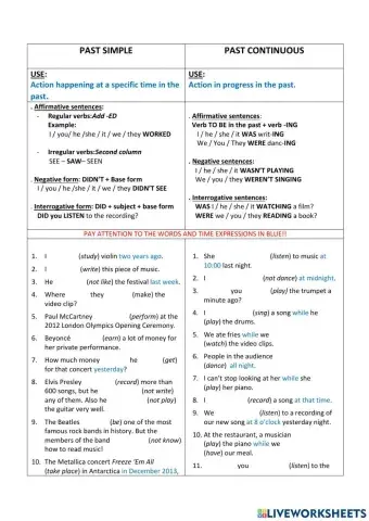 Past simple vs past continuous