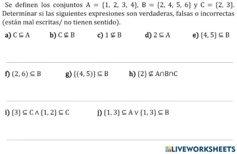 Ejercicio de subconjuntos