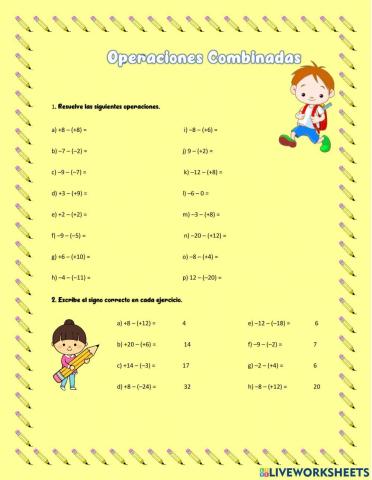 Operaciones combinadas con signos de agrupación