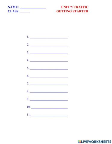 English 7 global unit 7 vocabulary getting