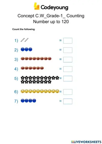 Concept C.W-Grade-1- Counting Number up to 120