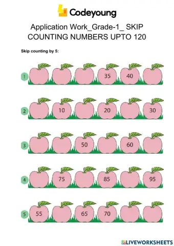 Application Work-Grade-1- SKIP COUNTING NUMBERS UPTO 120