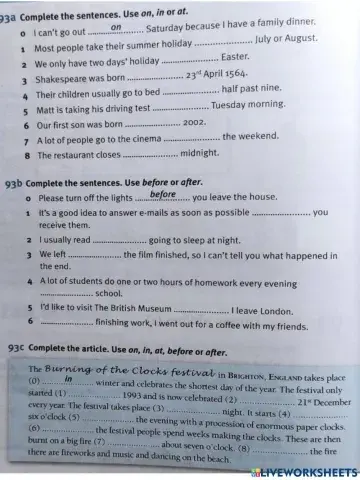 Prepositions of time