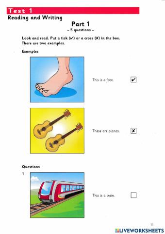 Starters 1 - Test 1 Reading