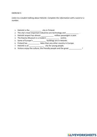 IE0, Unit 6, Listening and Speaking, Exercise 5