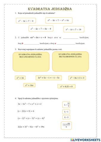 Kvadratna jednadžba
