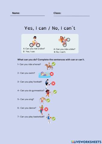 Yes, I can or No, I can't