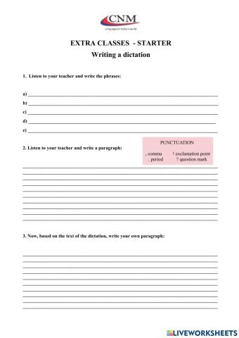 Writing a dictation