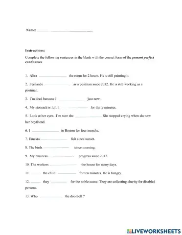 Present Perfect Continuous