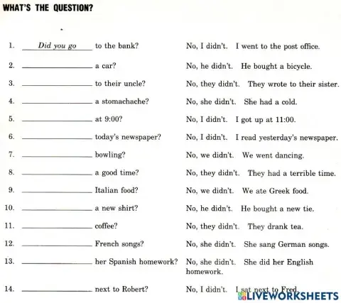 Past simple: question form