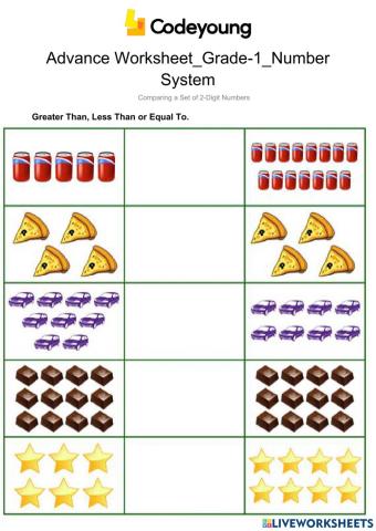 Comparing a Set of 2-Digit Numbers-Advance WS