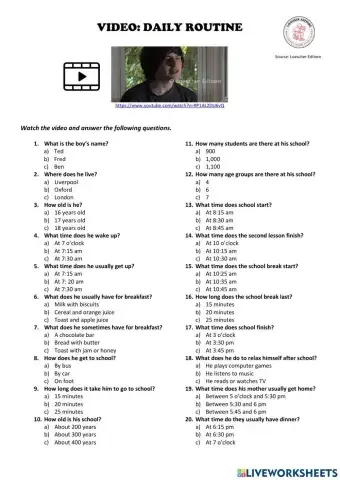 Listening: DAILY ROUTINE