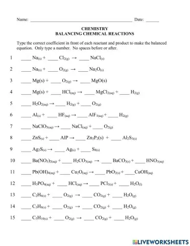 Balancing Chemical Reactions