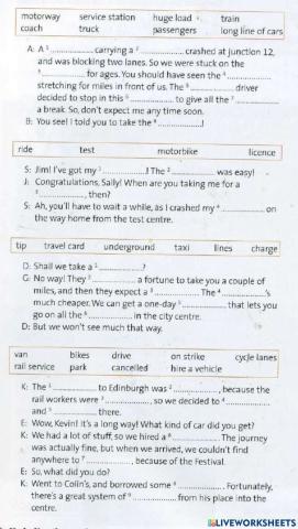 Vehicle-Road vocabulary Outcomes Pre Intermediate Unit 3
