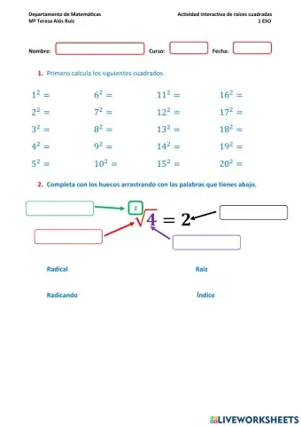 Raíz cuadrada exacta y entera