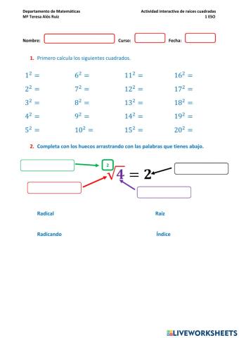 Raíz cuadrada exacta y entera