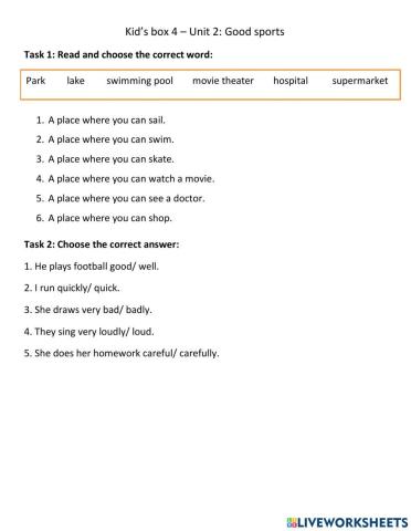 Kid’s box 4 – Unit 2: Good sports