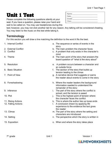 Unit 1 test 7th grade