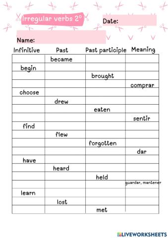 Irregular verbs