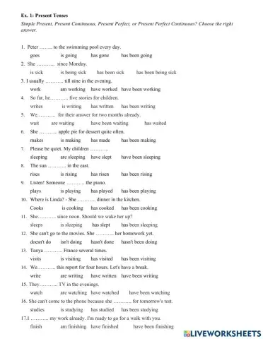 F1 Revision of Present tenses 1