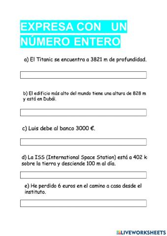 Ejercicio de Números naturales