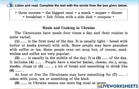 Meals and cooking in Ukraine