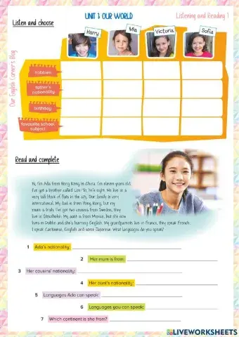 Our World : listening and reading