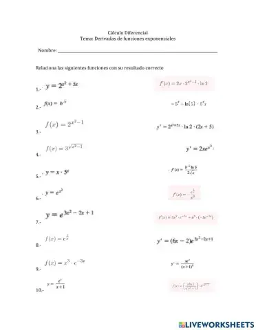 Derivadas de funciones exponenciales