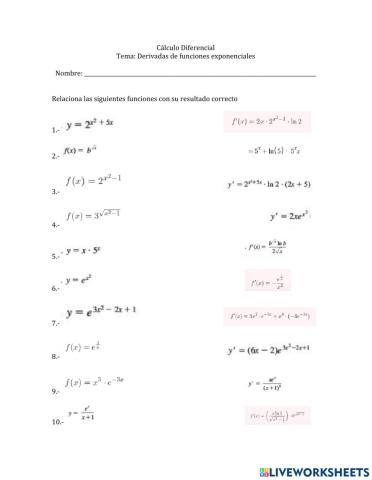 Derivadas de funciones exponenciales