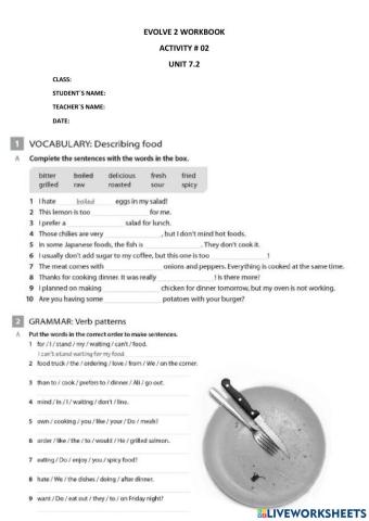 EVOLVE 2 UNIT 7.2 workbook