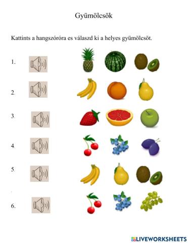 Gyumolcsok felismerese