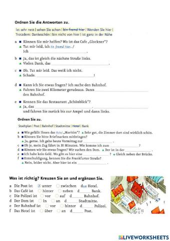 Lokale Präpositionen, in der Stadt