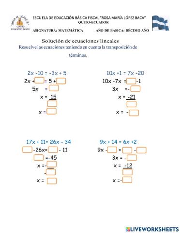 Ecuaciones de primer grado