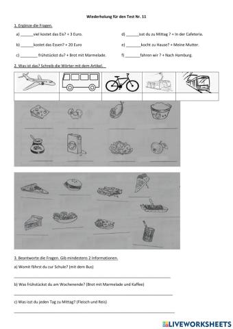 Lebensmittel und Verkehrsmittel