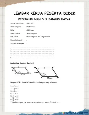 LKPD KESEBANGUNAN DUA BANGUN DATAR