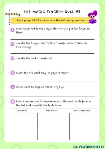 The Magic Finger - Quiz 2