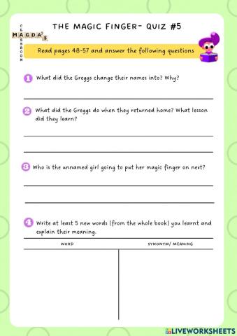 The Magic Finger - Quiz 5