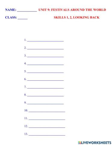 English 7 gobal unit 9 vocabulary skills 1,2 looking back