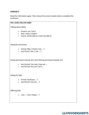 IE1, Unit 7, Vocab and Grammar, Exercise 9