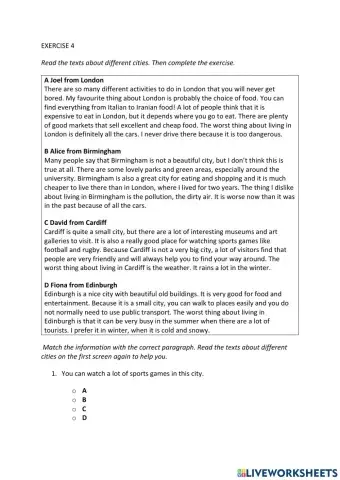 IE0, Unit 6, Reading and Writing, Exercise 4
