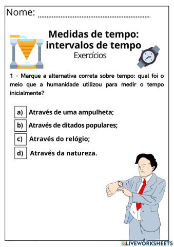 Medidas de tempo: intervalos de tempo