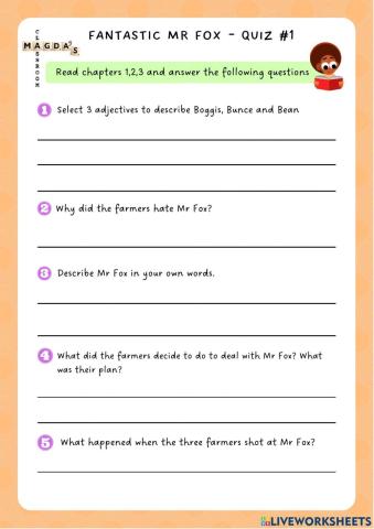 Fantastic Mr Fox - Quiz 1